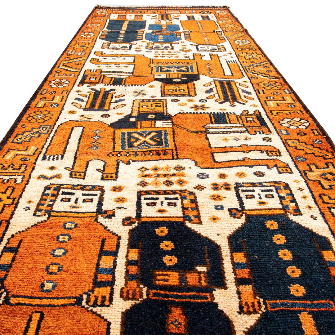 Oriental Turkish Runner Rug Handmade Wool On Wool Anatolian 315 X 110 Cm - 10' 5'' X 3' 8'' Orange C011