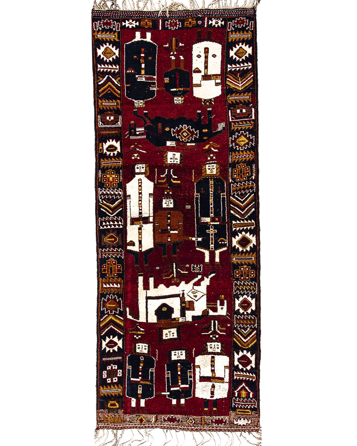 Oriental Turkish Runner Rug Handmade Wool On Wool Anatolian 328 X 128 Cm - 10' 10'' X 4' 3'' Burgundy C021