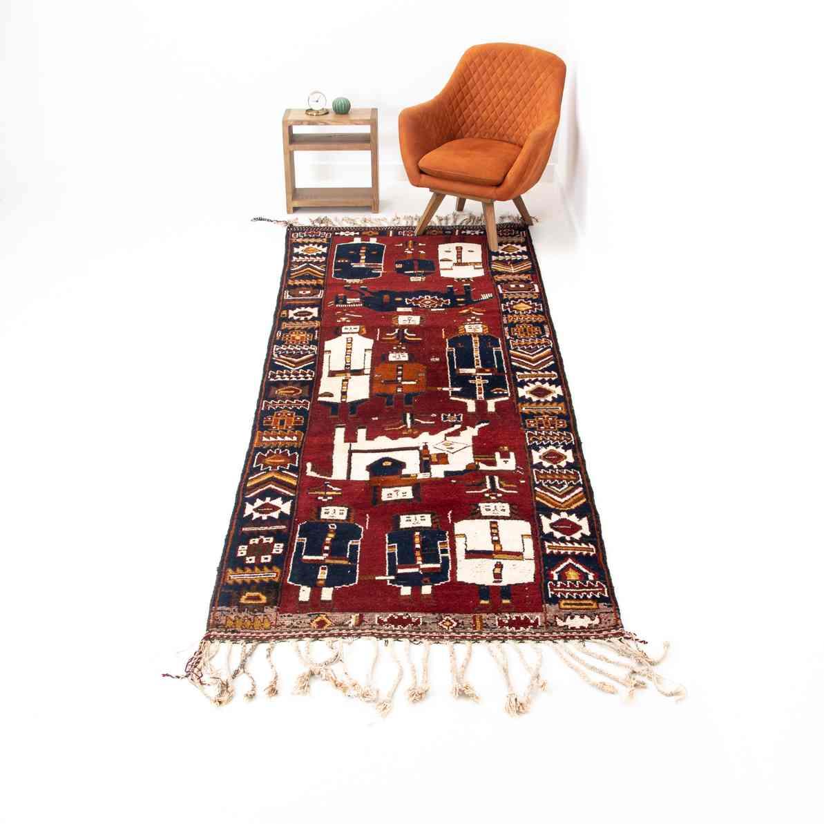 Oriental Turkish Runner Rug Handmade Wool On Wool Anatolian 328 X 128 Cm - 10' 10'' X 4' 3'' Burgundy C021