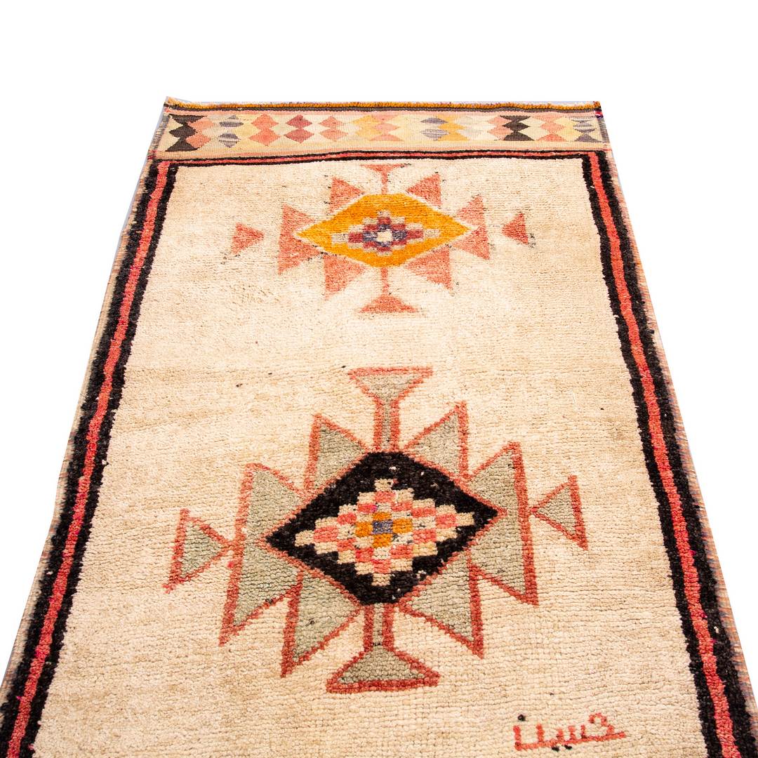 Oriental Turkish Runner Rug Handmade Wool On Wool Anatolian 336 X 98 Cm - 11' 1'' X 3' 3'' Sand C007