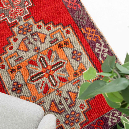 Oriental Turkish Runner Rug Handmade Wool On Wool Anatolian 374 X 102 Cm - 12' 4'' X 3' 5'' Red C014