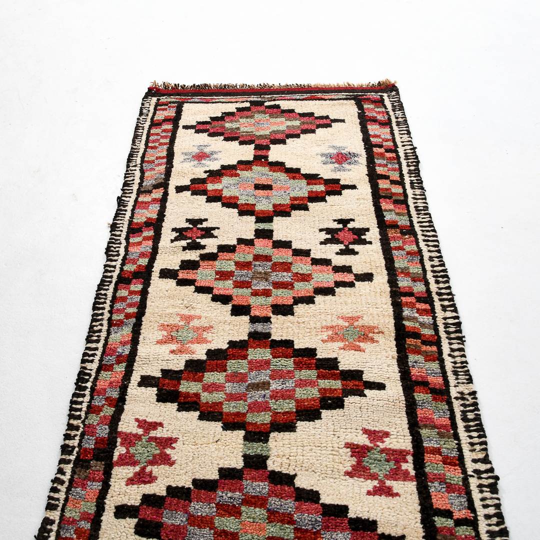 Oriental Turkish Runner Rug Handmade Wool On Wool Anatolian 420 X 84 Cm - 13' 10'' X 2' 10'' Sand C007