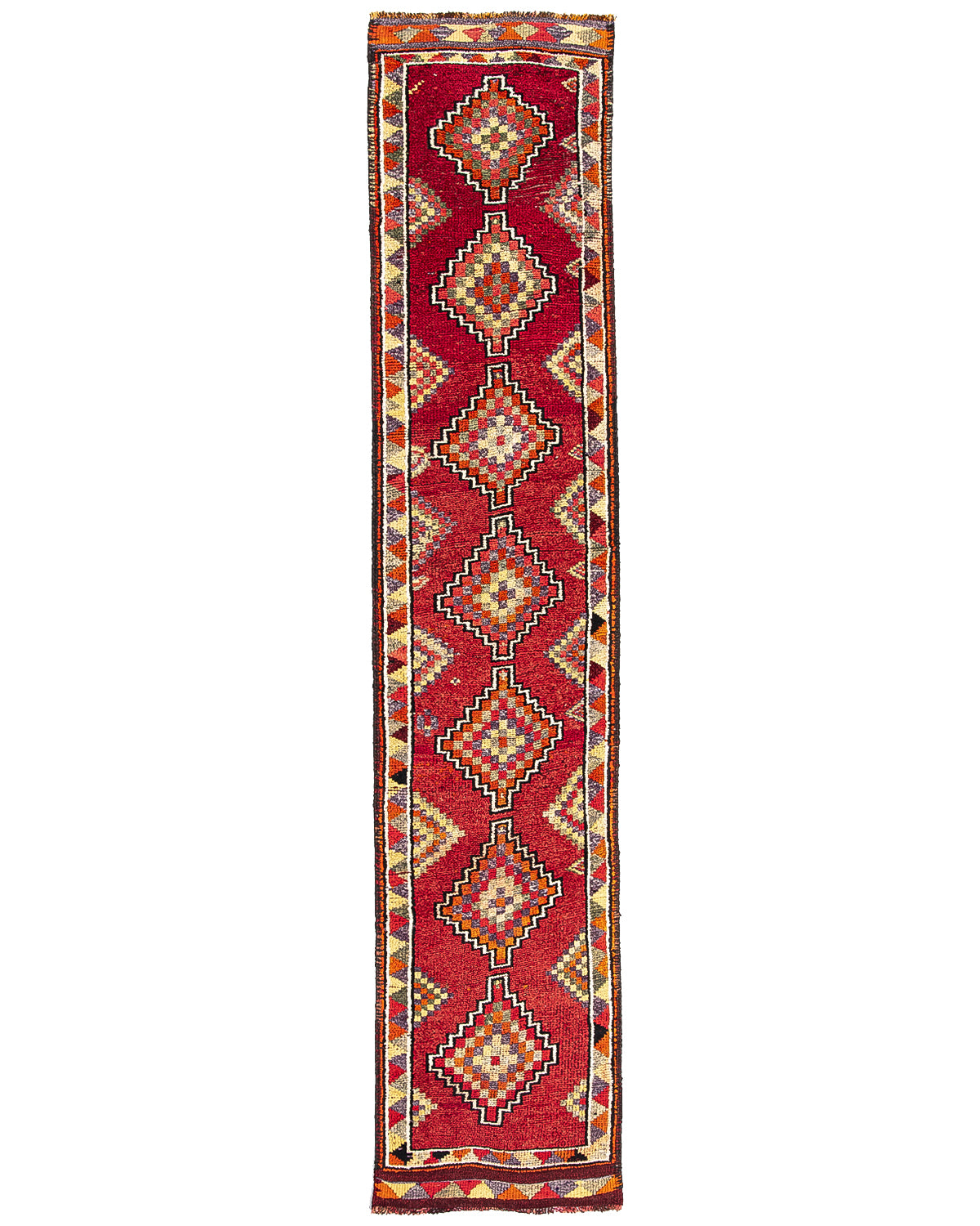 Oriental Turkish Runner Rug Handmade Wool On Wool Anatolian 425 X 87 Cm - 14' X 2' 11'' Red C014