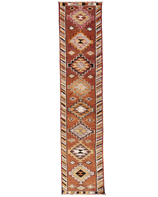 Oriental Turkish Runner Rug Handmade Wool On Wool Anatolian 78 X 384 Cm - 2' 7'' X 12' 8'' Orange C011