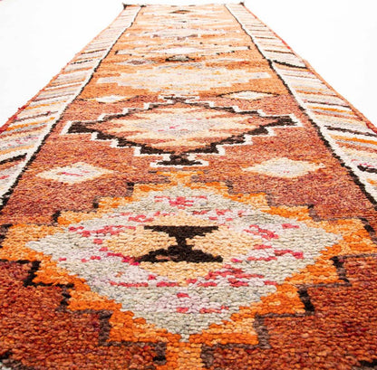 Oriental Turkish Runner Rug Handmade Wool On Wool Anatolian 78 X 384 Cm - 2' 7'' X 12' 8'' Orange C011