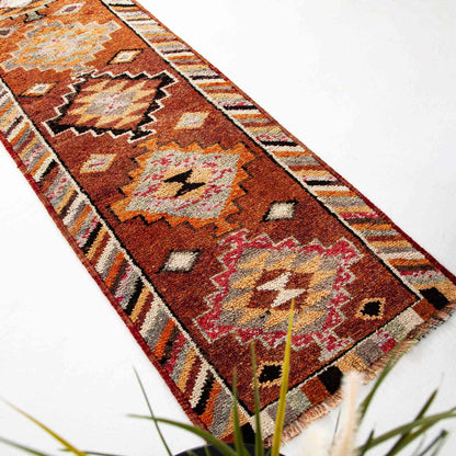 Oriental Turkish Runner Rug Handmade Wool On Wool Anatolian 78 X 384 Cm - 2' 7'' X 12' 8'' Orange C011