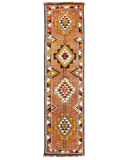 Oriental Turkish Runner Rug Handmade Wool On Wool Anatolian 86 X 342 Cm - 2' 10'' X 11' 3'' Orange C011