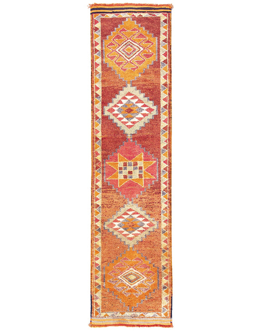 Oriental Turkish Runner Rug Handmade Wool On Wool Anatolian 87 X 332 Cm - 2' 11'' X 10' 11'' Orange C011