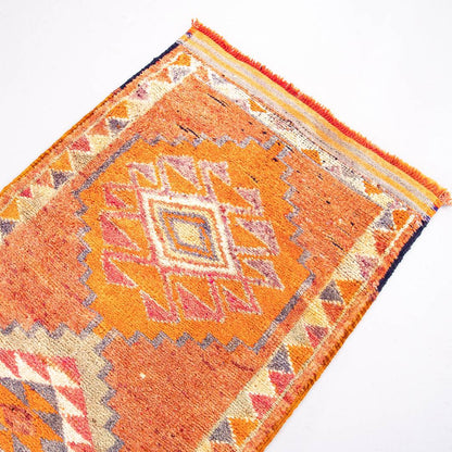 Oriental Turkish Runner Rug Handmade Wool On Wool Anatolian 87 X 332 Cm - 2' 11'' X 10' 11'' Orange C011