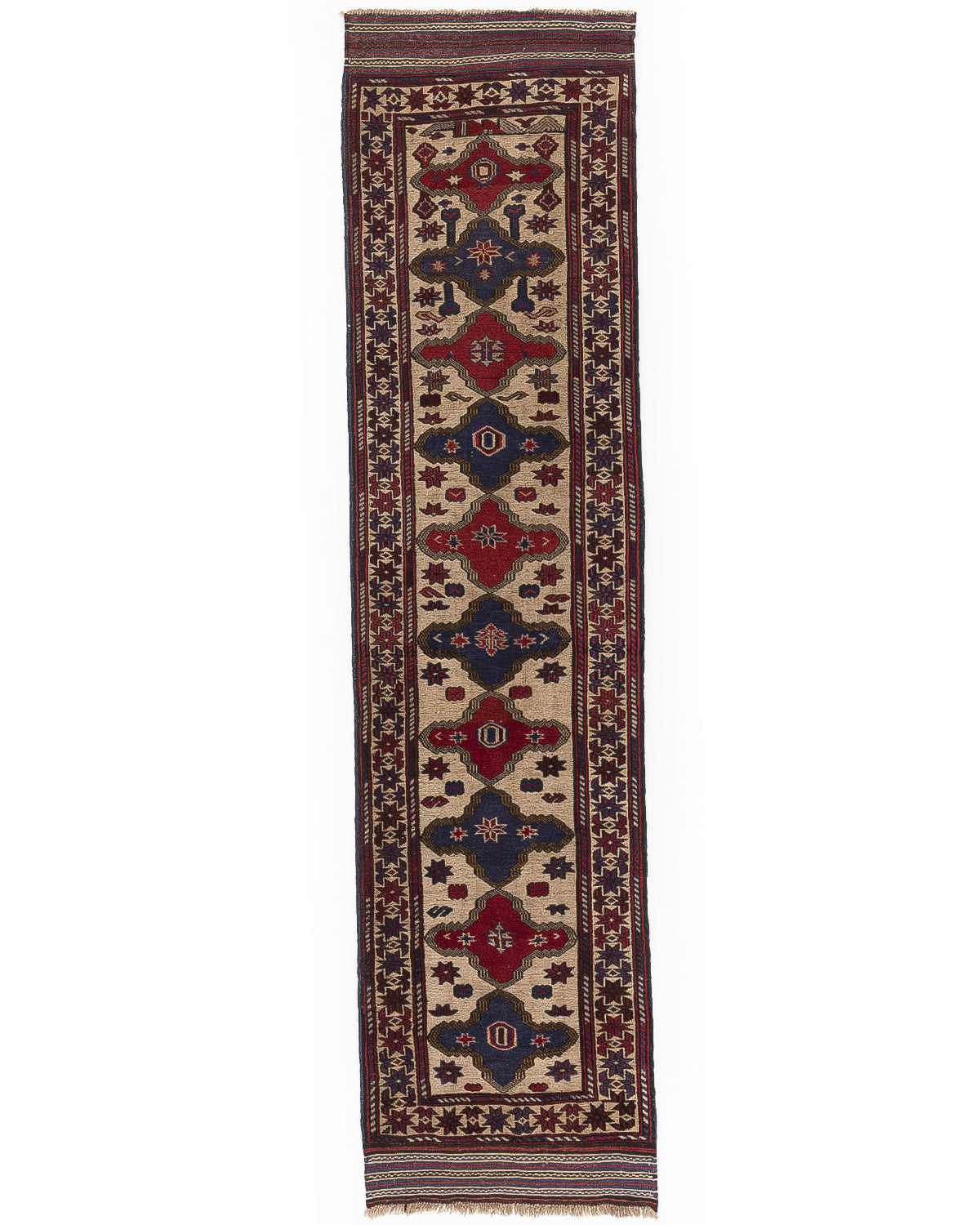 Oriental Turkish Runner Rug Handmade Wool On Wool Anatolian 87 X 360 Cm - 2' 11'' X 11' 10'' Burgundy C021