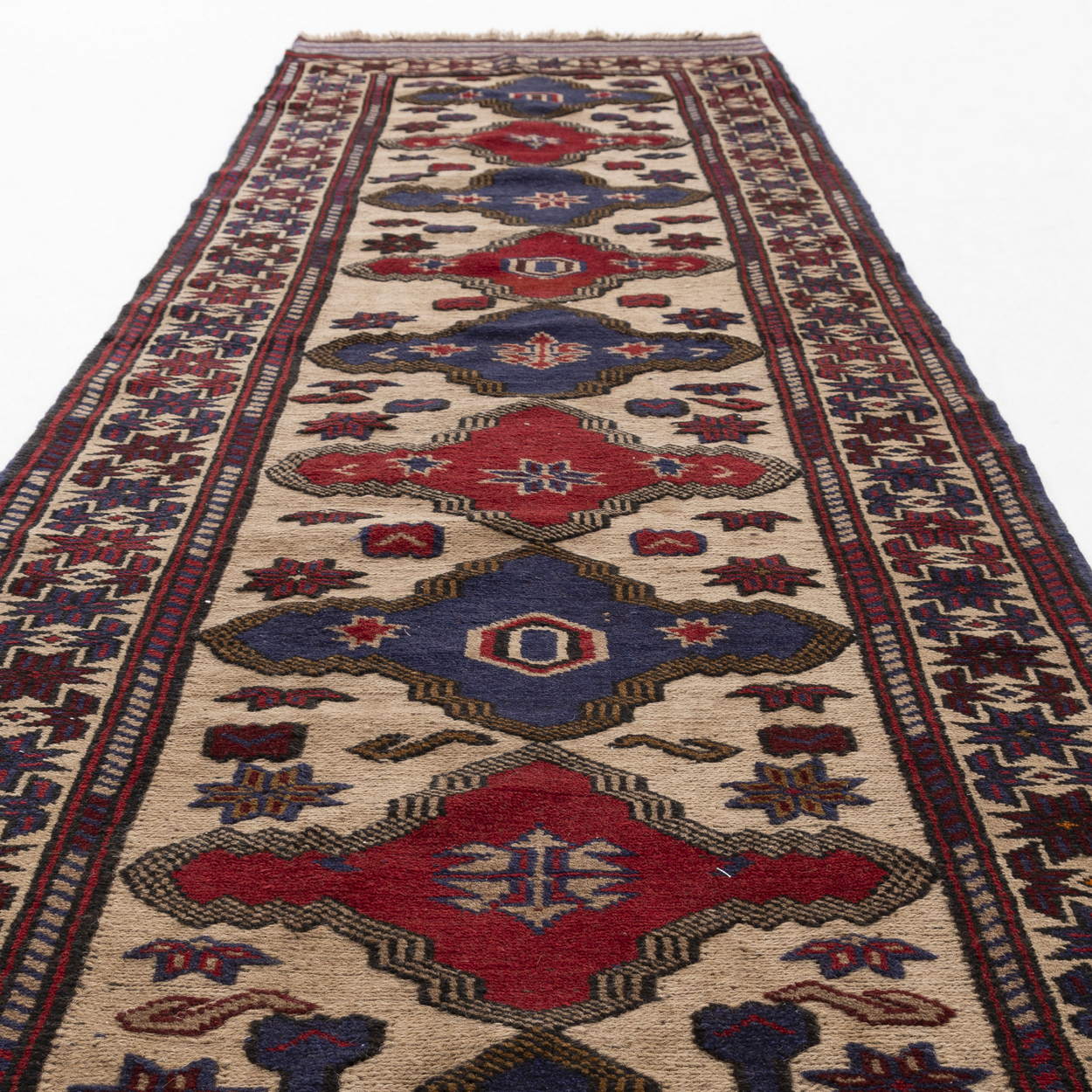 Oriental Turkish Runner Rug Handmade Wool On Wool Anatolian 87 X 360 Cm - 2' 11'' X 11' 10'' Burgundy C021