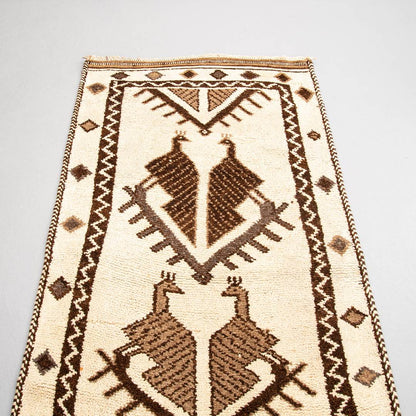 Oriental Turkish Runner Rug Handmade Wool On Wool Anatolian 93 X 330 Cm - 3' 1'' X 10' 10'' Sand C007