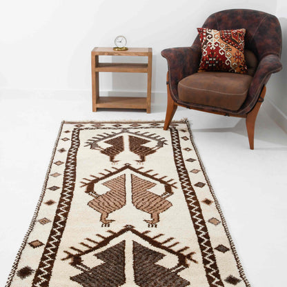 Oriental Turkish Runner Rug Handmade Wool On Wool Anatolian 93 X 330 Cm - 3' 1'' X 10' 10'' Sand C007