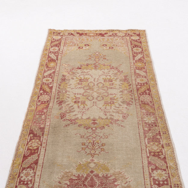 Oriental Turkish Runner Rug Handmade Wool On Wool Anatolian 94 X 360 Cm - 3' 2'' X 11' 10'' Sand C007