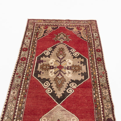 Oriental Turkish Runner Rug Handmade Wool On Wool Anatolian 96 X 325 Cm - 3' 2'' X 10' 8'' Red C014