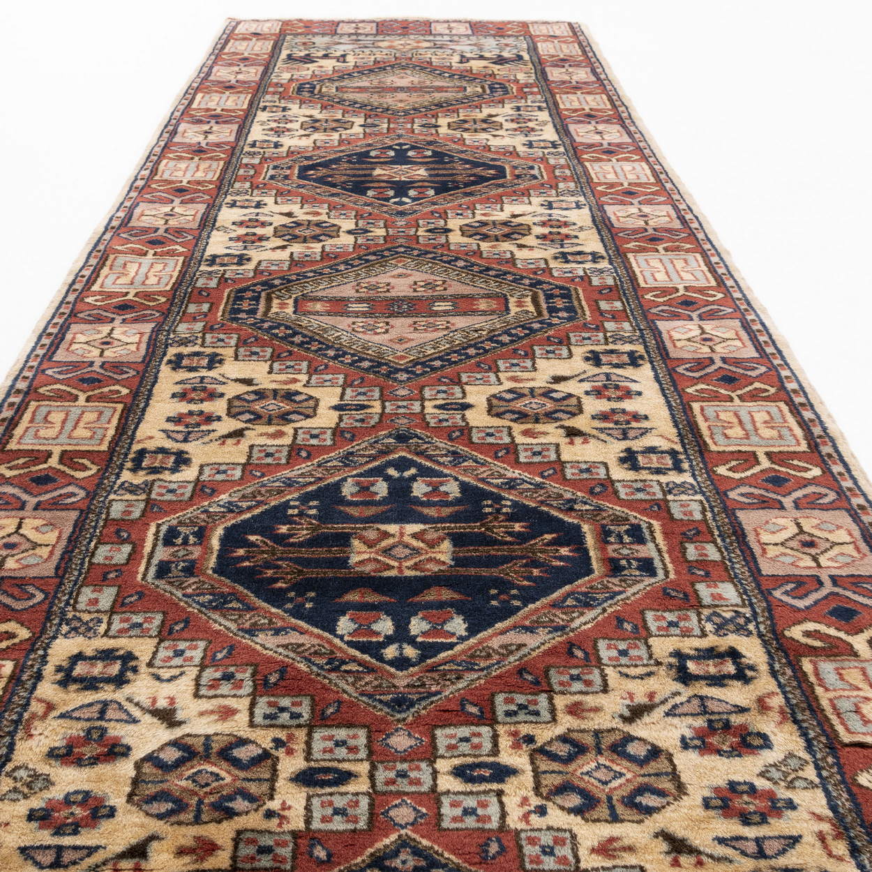 Oriental Turkish Runner Rug Handmade Wool On Wool Anatolian 98 X 293 Cm - 3' 3'' X 9' 8'' Multicolor C016