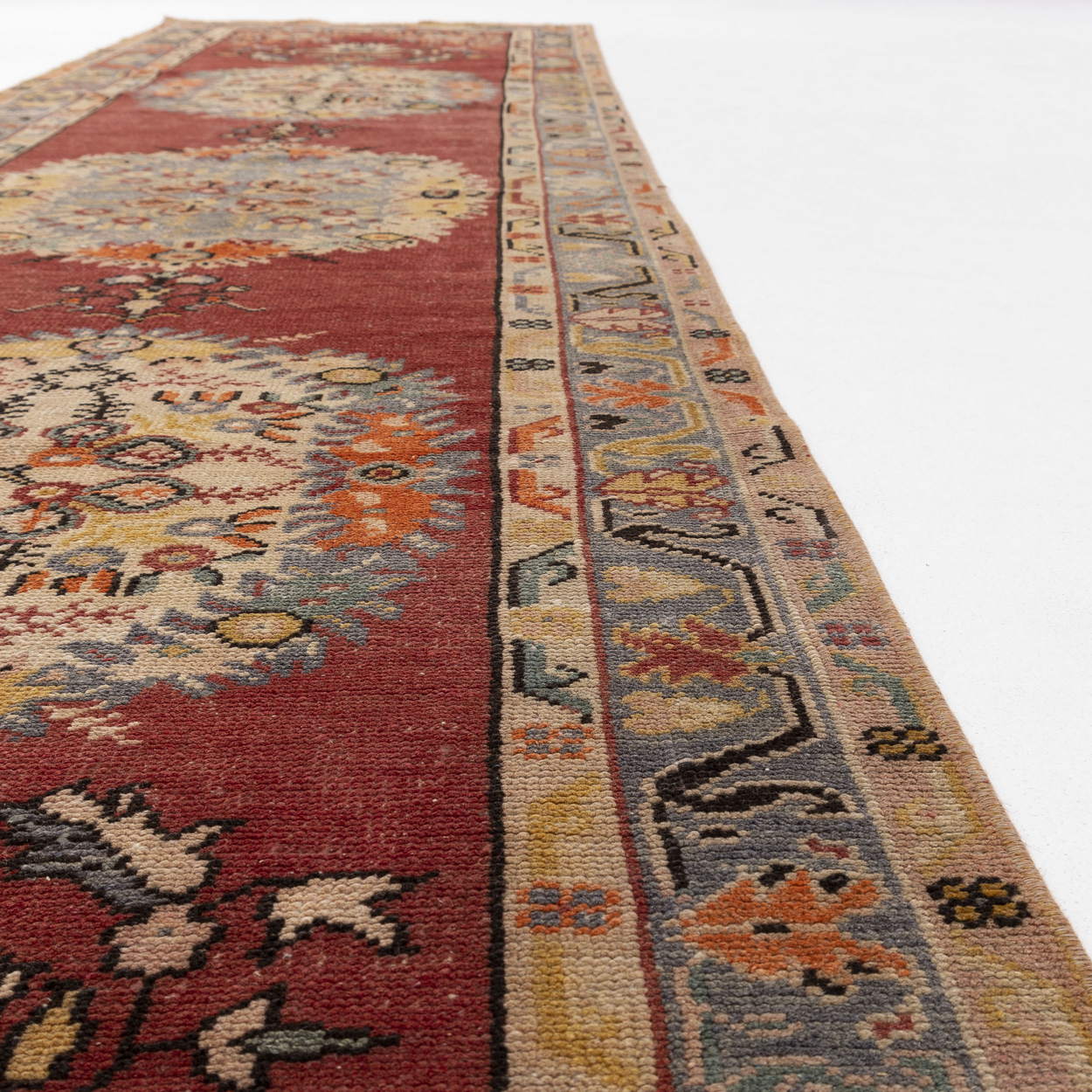 Oriental Turkish Runner Rug Handmade Wool On Wool Anatolian 98 X 391 Cm - 3' 3'' X 12' 10'' Red C014