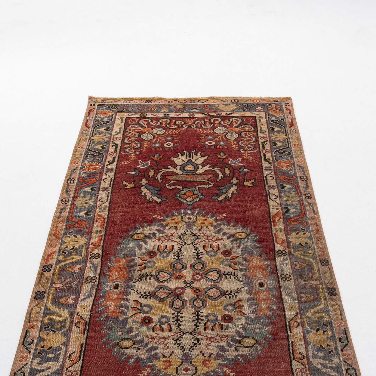 Oriental Turkish Runner Rug Handmade Wool On Wool Anatolian 98 X 391 Cm - 3' 3'' X 12' 10'' Red C014