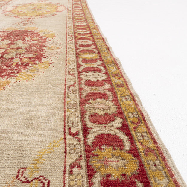 Oriental Turkish Runner Rug Handmade Wool On Wool Anatolian 98 X 426 Cm - 3' 3'' X 14' Sand C007