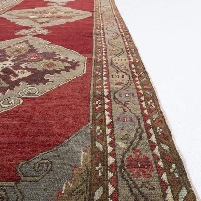 Oriental Turkish Runner Rug Handmade Wool On Wool Anatolian 99 X 337 Cm - 3' 3'' X 11' 1'' Red C014