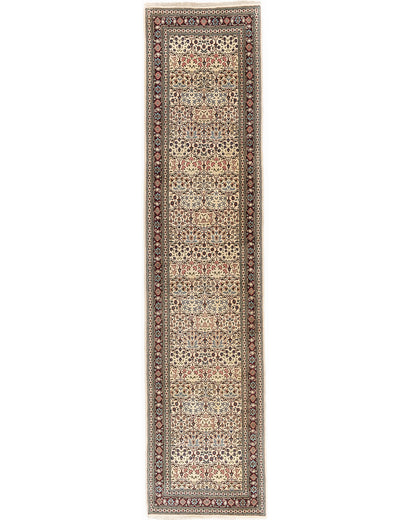 Oriental Turkish Runner Rug Handmade Wool On Wool Hereke 101 X 431 Cm - 3' 4'' X 14' 2'' Green C015