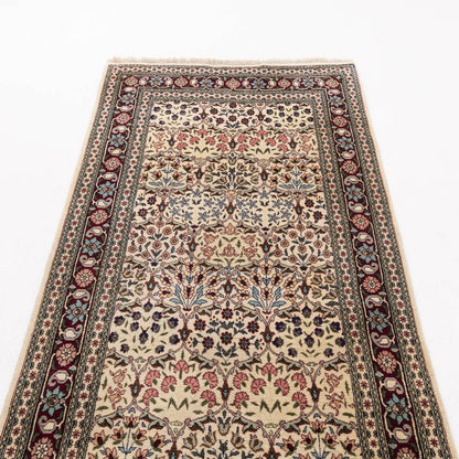 Oriental Turkish Runner Rug Handmade Wool On Wool Hereke 101 X 431 Cm - 3' 4'' X 14' 2'' Green C015