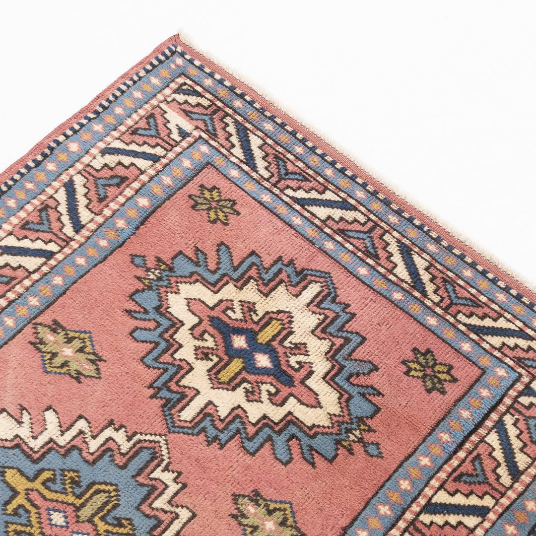 Oriental Turkish Runner Rug Handmade Wool On Wool Kars 98 X 310 Cm - 3' 3'' X 10' 3'' Pink C004