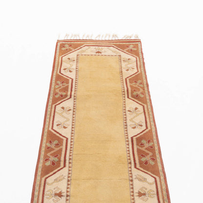 Oriental Turkish Runner Rug Handmade Wool On Wool Milas 72 X 241 Cm - 2' 5'' X 7' 11'' Sand C007