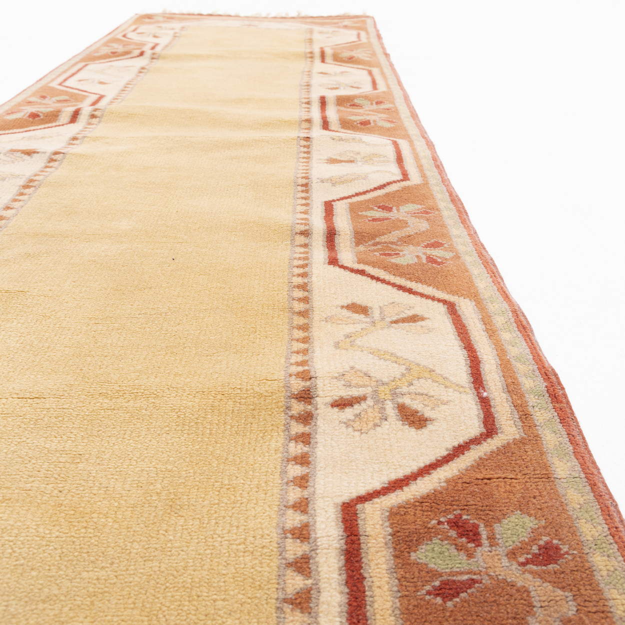 Oriental Turkish Runner Rug Handmade Wool On Wool Milas 72 X 241 Cm - 2' 5'' X 7' 11'' Sand C007