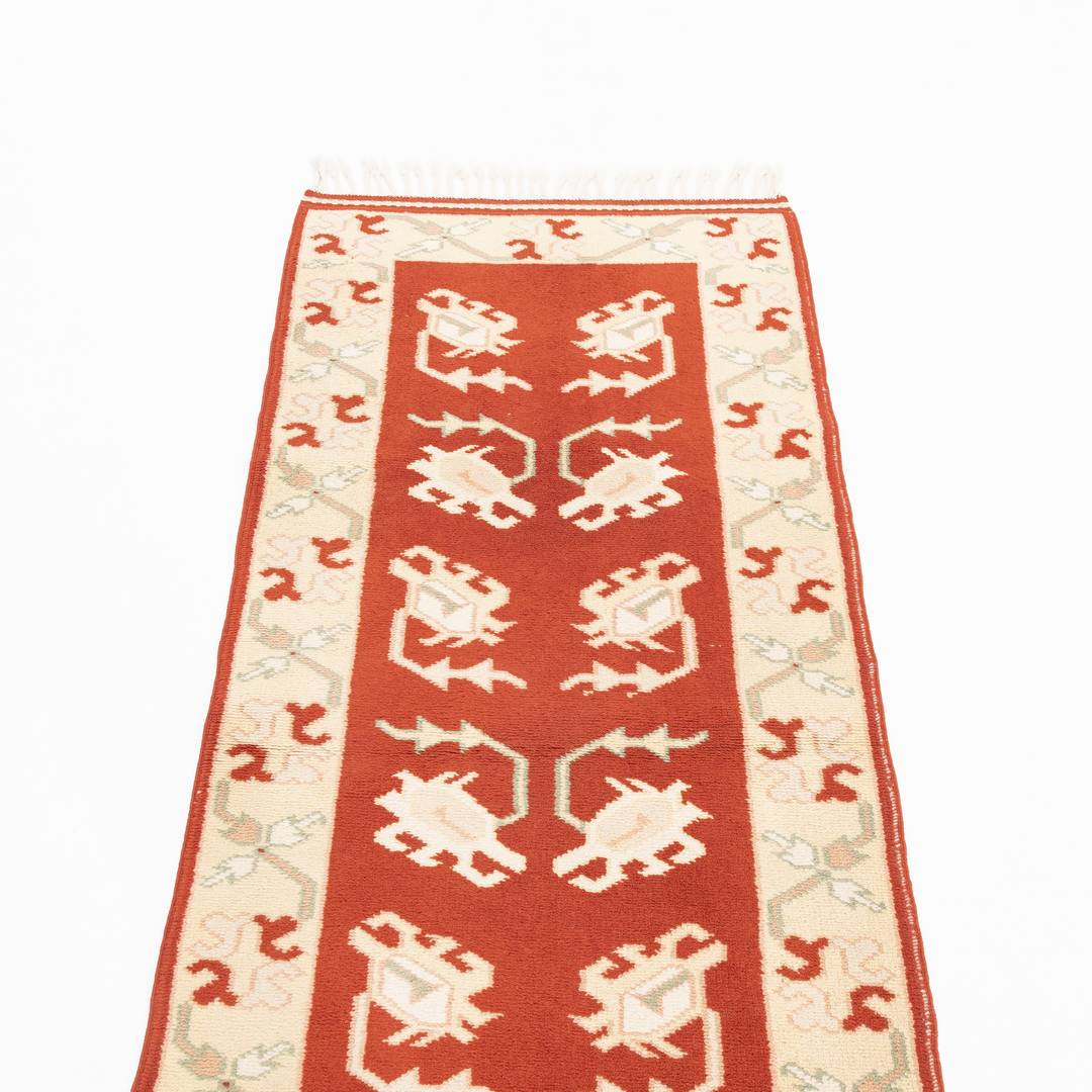 Oriental Turkish Runner Rug Handmade Wool On Wool Milas 73 X 170 Cm - 2' 5'' X 5' 7'' Red C014