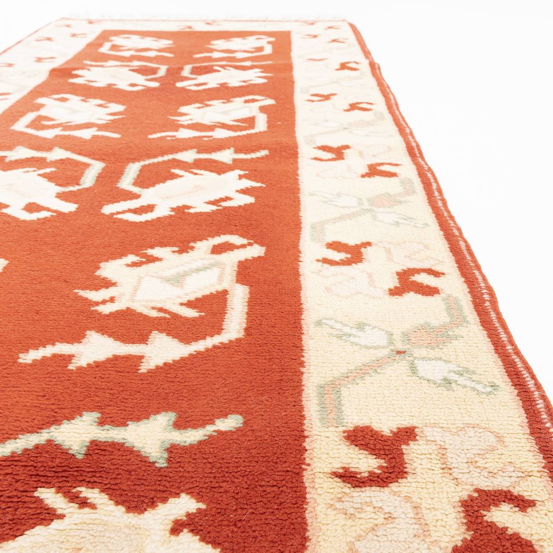 Oriental Turkish Runner Rug Handmade Wool On Wool Milas 73 X 170 Cm - 2' 5'' X 5' 7'' Red C014