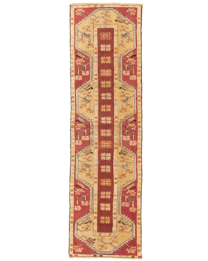 Oriental Turkish Runner Rug Handmade Wool On Wool Milas 73 X 253 Cm - 2' 5'' X 8' 4'' Red C014