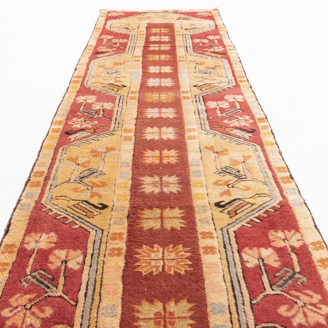 Oriental Turkish Runner Rug Handmade Wool On Wool Milas 73 X 253 Cm - 2' 5'' X 8' 4'' Red C014