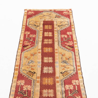 Oriental Turkish Runner Rug Handmade Wool On Wool Milas 73 X 253 Cm - 2' 5'' X 8' 4'' Red C014