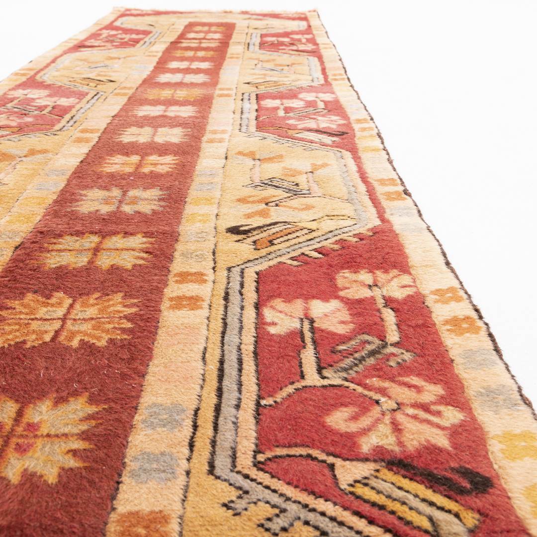 Oriental Turkish Runner Rug Handmade Wool On Wool Milas 73 X 253 Cm - 2' 5'' X 8' 4'' Red C014