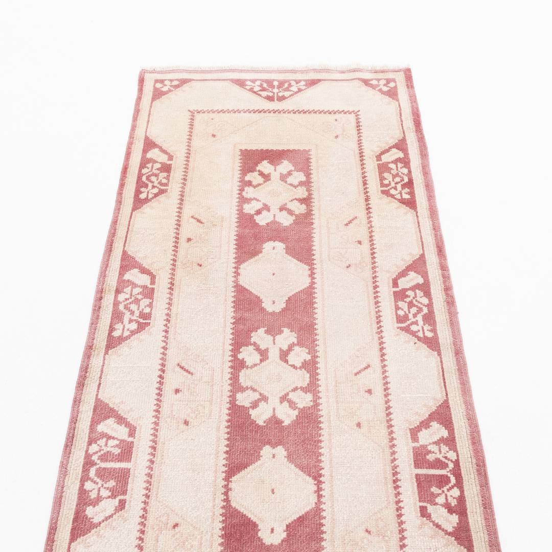 Oriental Turkish Runner Rug Handmade Wool On Wool Milas 76 X 380 Cm - 2' 6'' X 12' 6'' Sand C007