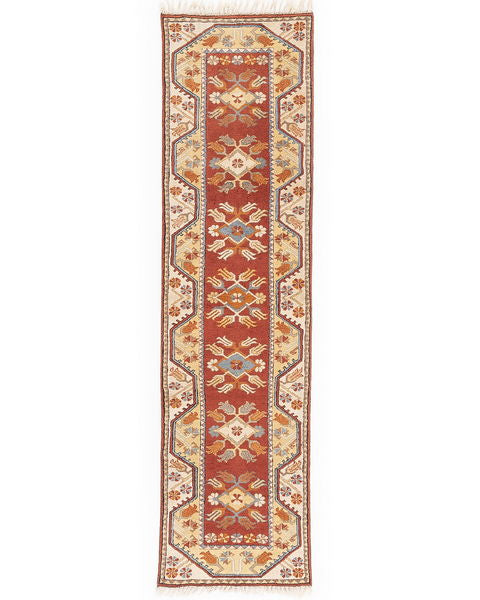 Oriental Turkish Runner Rug Handmade Wool On Wool Milas 80 X 279 Cm - 2' 8'' X 9' 2'' Orange C011