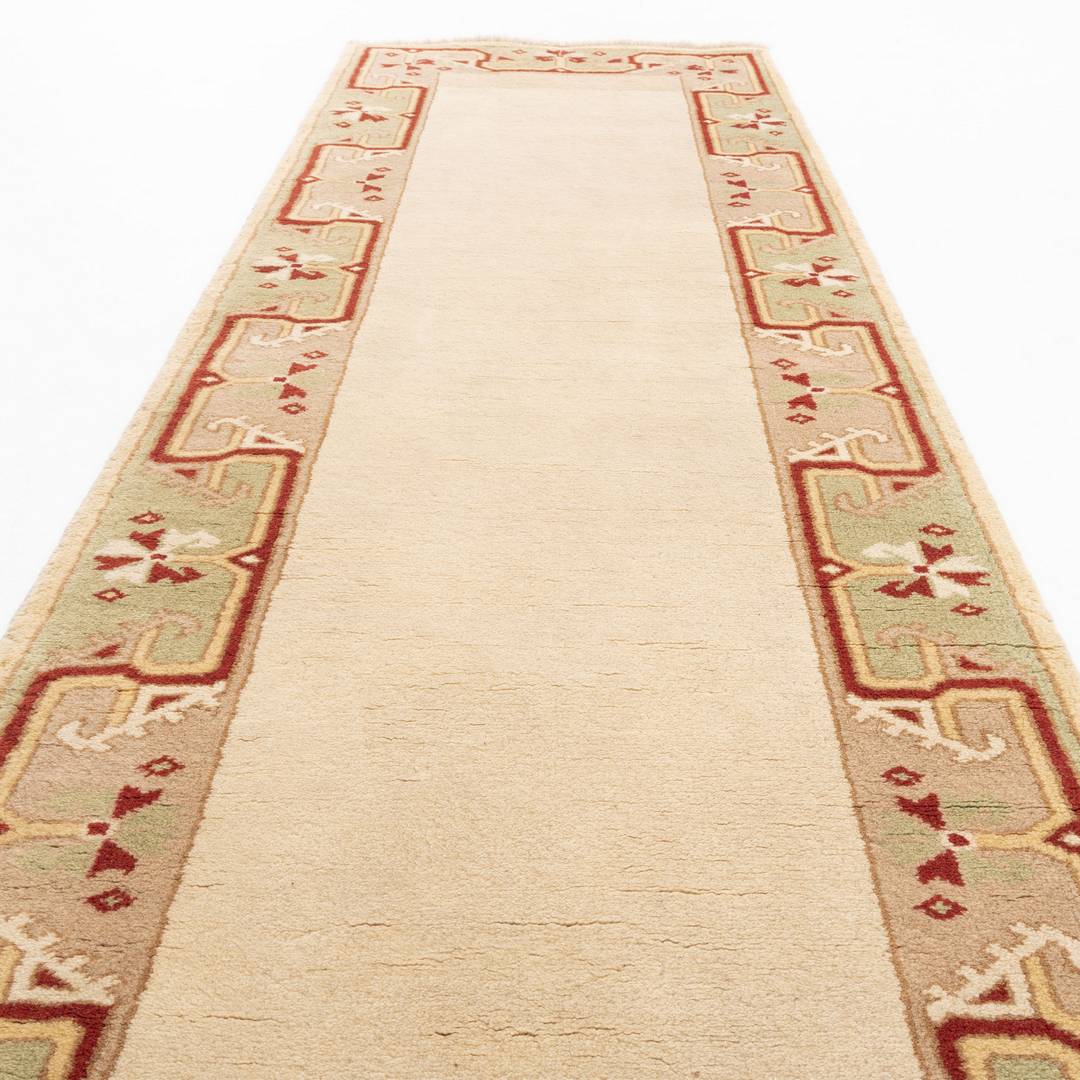 Oriental Turkish Runner Rug Handmade Wool On Wool Milas 85 X 256 Cm - 2' 10'' X 8' 5'' Sand C007