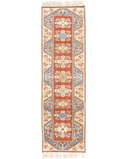 Oriental Turkish Runner Rug Handmade Wool On Wool Milas 88 X 287 Cm - 2' 11'' X 9' 5'' Multicolor C016