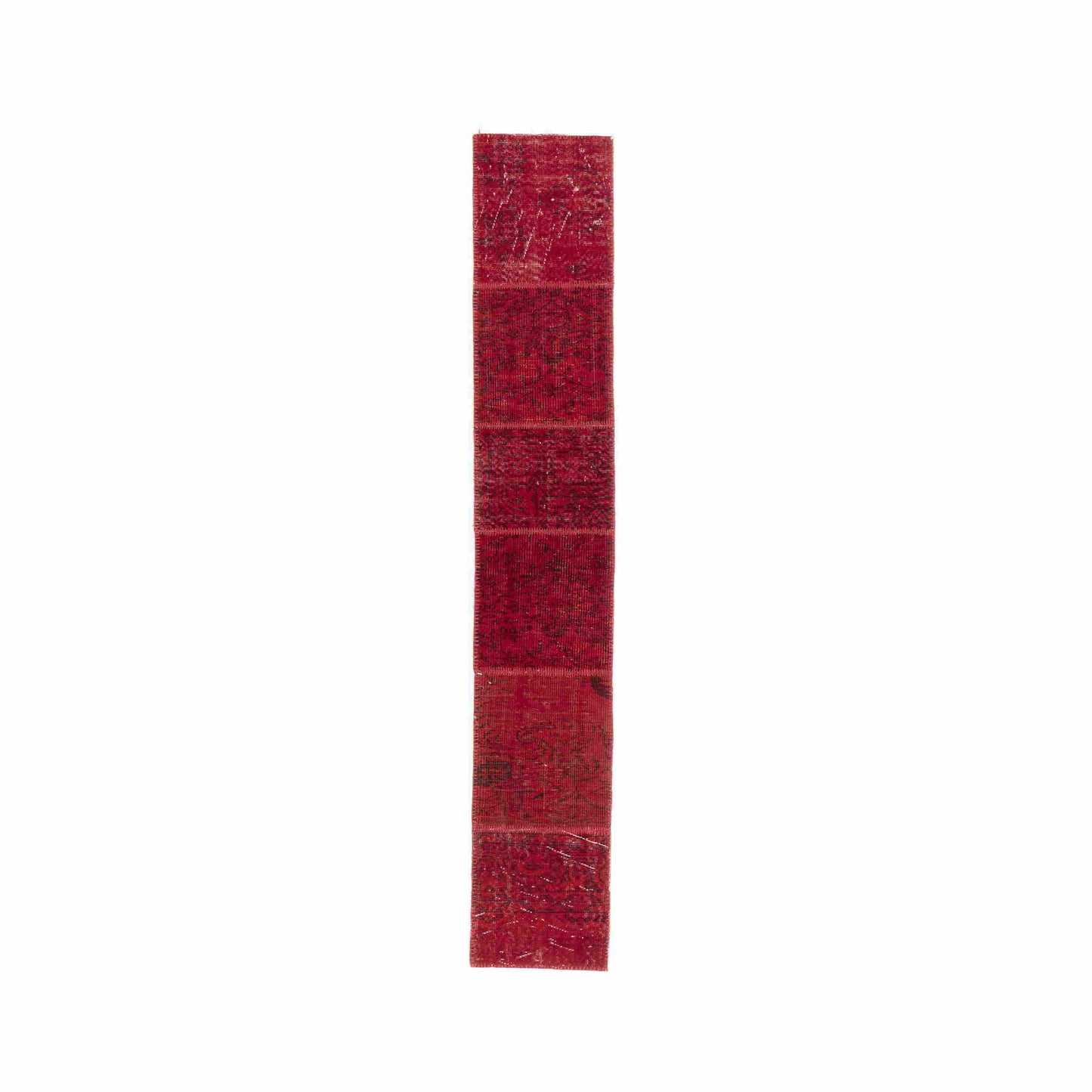 Oriental Turkish Runner Rug Handmade Wool On Wool Patchwork 50 x 300 Cm - 1' 8'' X 9' 11'' Red C014