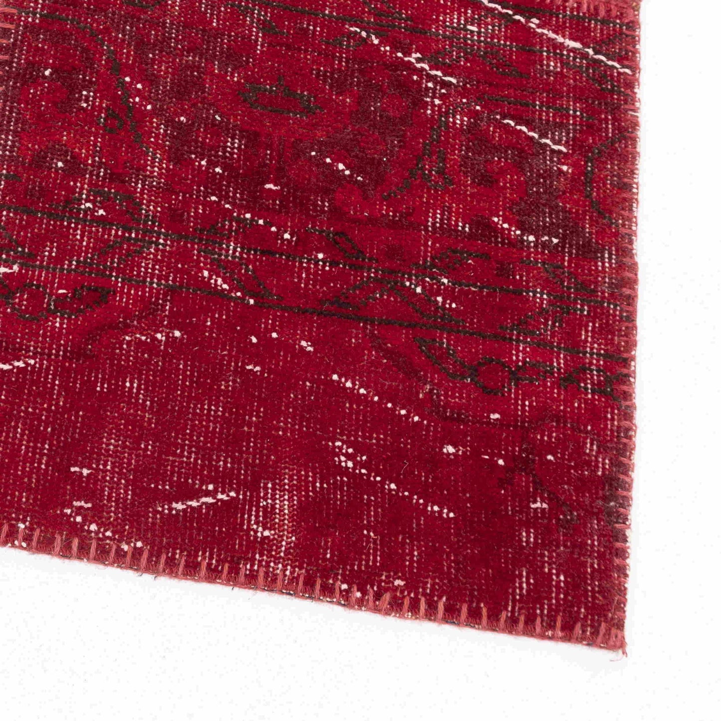 Oriental Turkish Runner Rug Handmade Wool On Wool Patchwork 50 x 300 Cm - 1' 8'' X 9' 11'' Red C014