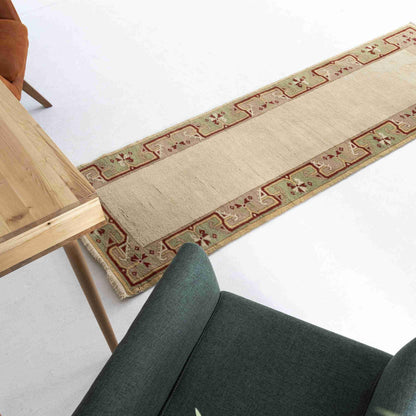 Oriental Turkish Runner Rug Handmade Wool On Wool Milas 85 X 256 Cm - 2' 10'' X 8' 5'' Sand C007