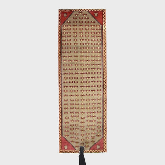Oriental Turkish Runner Rug Handmade Wool On Wool Anatolian 108 X 321 Cm - 3' 7'' X 10' 7'' Stone C009