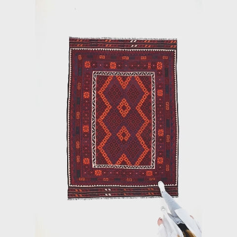 Oriental Kilim Anatolian Handmade Wool On Wool 198 X 282 Cm - 6' 6'' X 9' 4'' Red C014 ER12