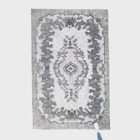 Oriental Rug Vintage Hand Knotted Wool On Cotton 184 x 292 Cm - 6' 1'' x 9' 7'' Grey C008 ER12