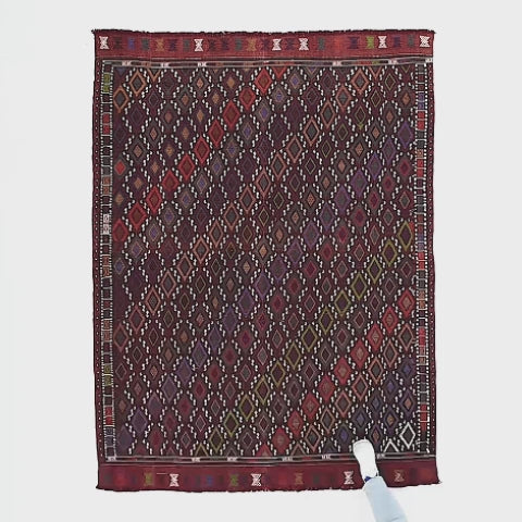 Oriental Kilim Cicim Handmade Wool On Wool 166 X 225 Cm - 5' 6'' X 7' 5'' Burgundy C021 ER12