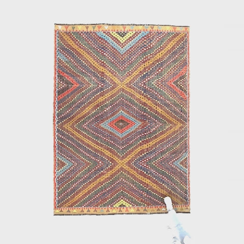 Oriental Kilim Cicim Handmade Wool On Wool 198 X 275 Cm - 6' 6'' X 9' 1'' Multicolor C016 ER12