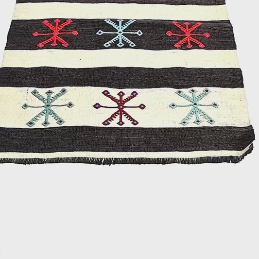 Oriental Kilim Cicim Handmade Wool On Wool 76 X 113 Cm - 2' 6'' X 3' 9'' Black C002 ER01