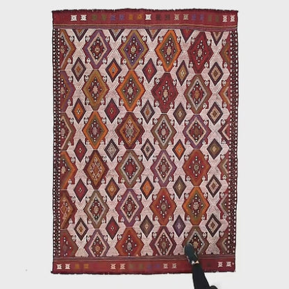 Oriental Kilim Cicim Handmade Wool On Wool 175 x 240 Cm - 5' 9'' x 7' 11'' Red C014 ER12