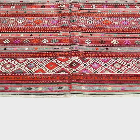 Oriental Kilim Anatolian Handmade Wool On Wool 150 X 255 Cm - 5' X 8' 5'' Red C014 ER12